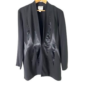 Joseph Ribkoff Vintage Evening Blazer/Jacket sz 10 Black Satin Inserts Disco 70s